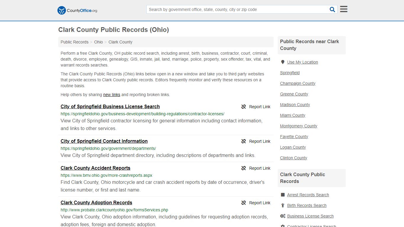Public Records - Clark County, OH (Business, Criminal, GIS, Property ...