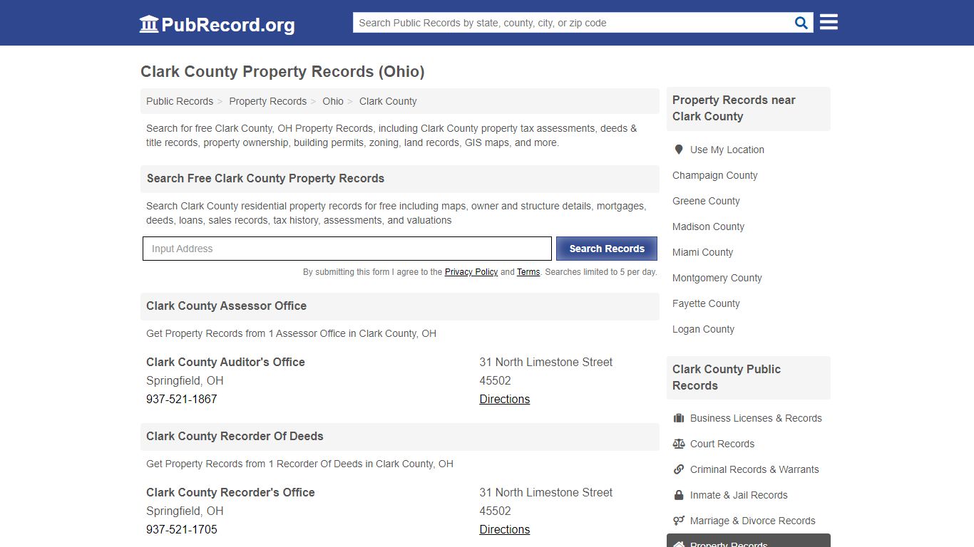 Free Clark County Property Records (Ohio Property Records) - PubRecord.org